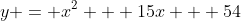 y = x^2 + 15x + 54