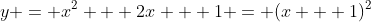 y = x^2 + 2x + 1 = (x + 1)^2