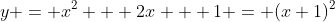 y = x^2 + 2x + 1 = (x+1)^2