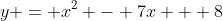 y = x^2 - 7x + 8