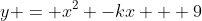 y = x^2 -kx + 9