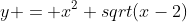 y = x^2 sqrt(x-2)