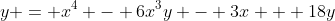 y = x^4 - 6x^3y - 3x + 18y