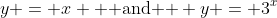 y = x \text{  and  } y = 3^x