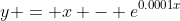 y = x - e^{0.0001x}