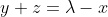 y+z=\lambda-x