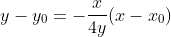 y-y_0=-\frac{x}{4y}(x-x_0)