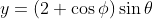 y=(2+\cos\phi)\sin\theta