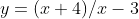 y=(x+4)/x-3