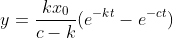 y=\dfrac{kx_0}{c-k}(e^{-kt}-e^{-ct})