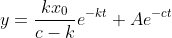 y=\dfrac{kx_0}{c-k}e^{-kt}+Ae^{-ct}