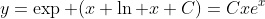 y=\exp (x+\ln x+C)=Cxe^x