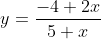 y=\frac{-4+2x}{5+x}