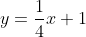 y=\frac{1}{4}x+1