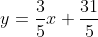 y=\frac{3}{5}x+\frac{31}{5}