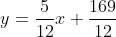 y=\frac{5}{12}x+\frac{169}{12}