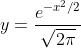 y=\frac{e^{{-x^2}/2}}{\sqrt{2\pi}}
