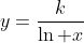 y=\frac{k}{\ln x}