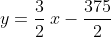 y=\frac32\:x-\frac{375}{2}