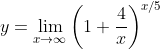 y=\lim_{x\to\infty}\left(1+\frac{4}{x}\right)^{x/5}