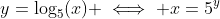 y=\log_{5}(x) \iff x=5^y