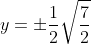y=\pm\frac{1}{2}\sqrt\frac{7}{2}