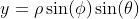 y=\rho\sin(\phi)\sin(\theta)