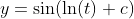 y=\sin(\ln(t)+c)