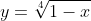 y=\sqrt[4]{1-x}