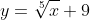 y=\sqrt[5]{x}+9