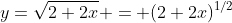 y=\sqrt{2+2x} = (2+2x)^{1/2}