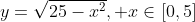 y=\sqrt{25-x^2}, x\in[0,5]