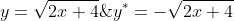 y=\sqrt{2x+4}\;\;\;\;y^*=-\sqrt{2x+4}
