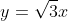 y=\sqrt{3}x\;(x<0)