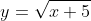 y=\sqrt{x+5}