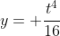 y= \frac{t^{4}}{16}