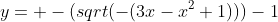 y= -(sqrt(-(3x-x^2+1)))-1