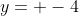 y= -4