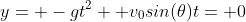 y= -gt^2+ v_0sin(\theta)t= 0