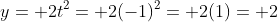 y= 2t^2= 2(-1)^2= 2(1)= 2