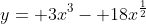 y= 3x^3- 18x^\frac{1}{2}