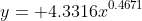 y= 4.3316x^{0.4671}