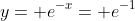 y= e^{-x}= e^{-1}