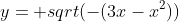 y= sqrt(-(3x-x^2))