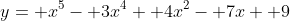 y= x^5- 3x^4+ 4x^2- 7x+ 9