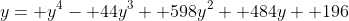y= y^4- 44y^3+ 598y^2+ 484y+ 196