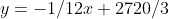 y=-1/12x+2720/3