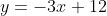 y=-3x+12