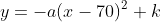 y=-a(x-70)^2+k