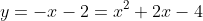 y=-x-2=x^2+2x-4